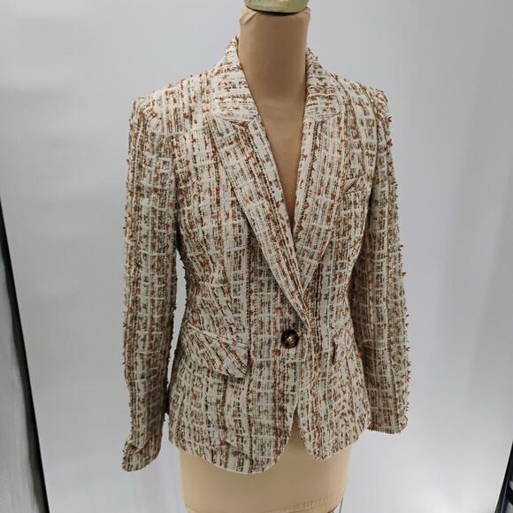 Veronica Beard Cutaway Dickey Tweed Blazer Jacket - Ivory - Size 4 - Picture 4 of 13